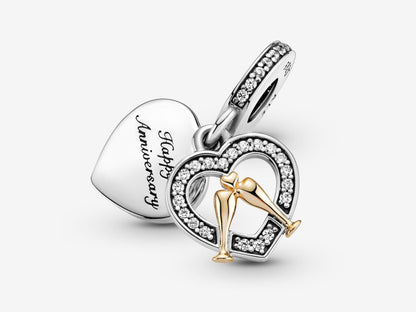 Two-tone Happy Anniversary Dangle Charm