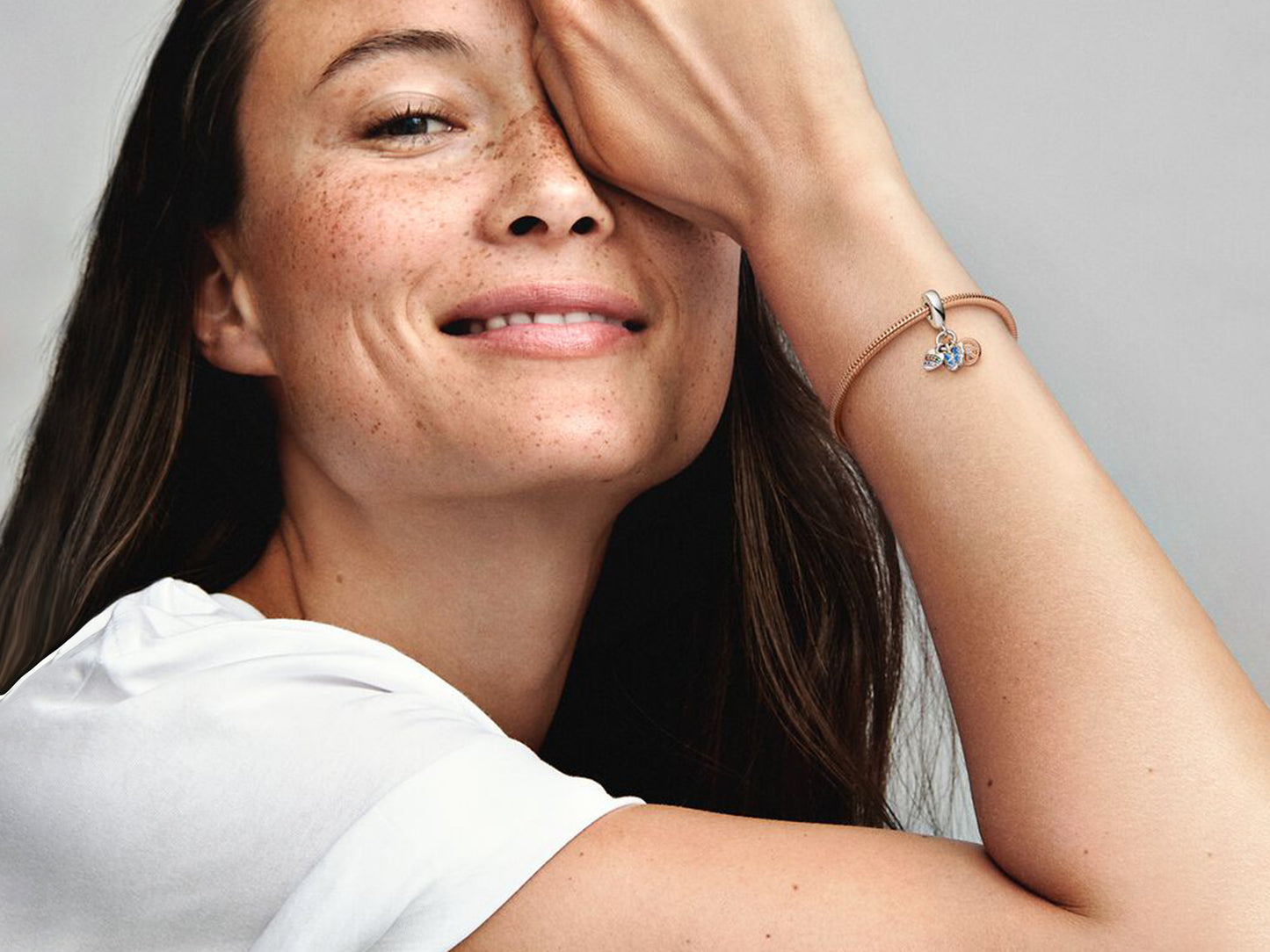 Two-Tone Rainbow Heart, Butterfly & Peace Triple Dangle Charm