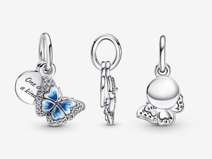 Blue Butterfly & Quote Double Dangle Charm