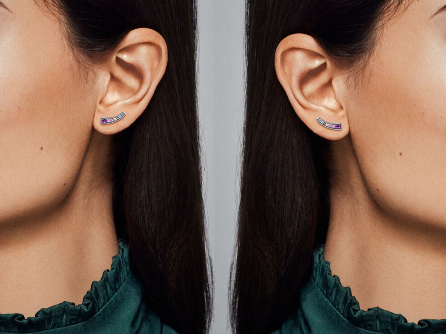 Vibrant Arc Silver Stud Earrings