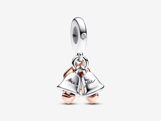 Just Married Wedding Bells Double Dangle