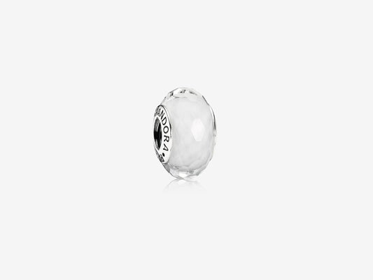 White Faceted Glass Charm