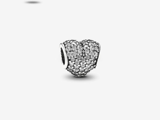 White Pave Heart Charm