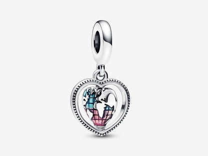 Family Spinning Heart Globe Dangle Charm