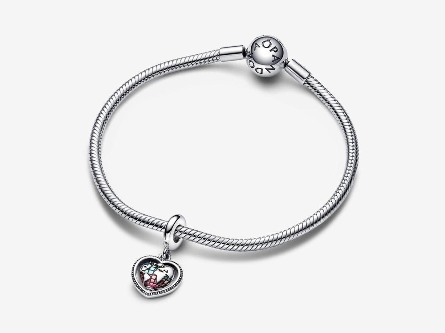 Family Spinning Heart Globe Dangle Charm
