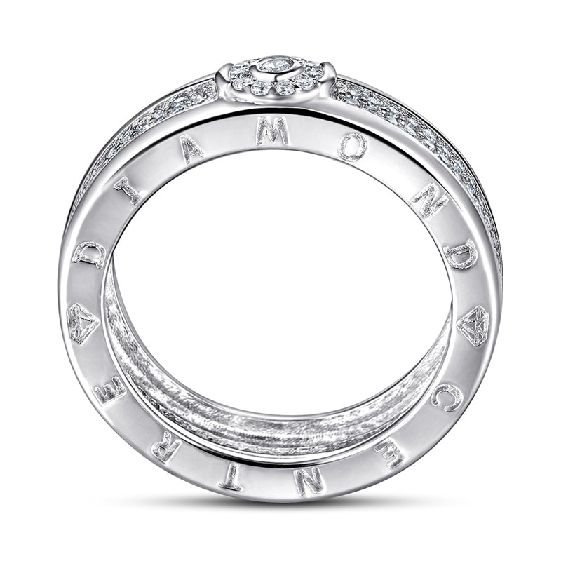 Pavé Zircon Men's Ring - 925 Sterling Silver Hip-Hop Style Statement Band