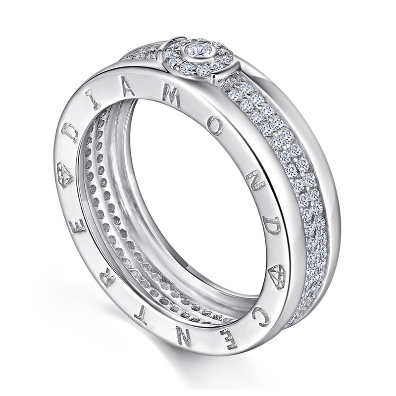 Pavé Zircon Men's Ring - 925 Sterling Silver Hip-Hop Style Statement Band