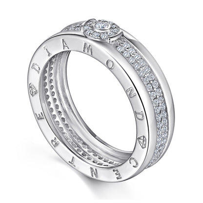 Pavé Zircon Men's Ring - 925 Sterling Silver Hip-Hop Style Statement Band