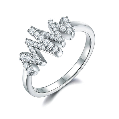 Pavé Zirconia 925 Silver Ring - Elegant Stackable Wedding Band for Women