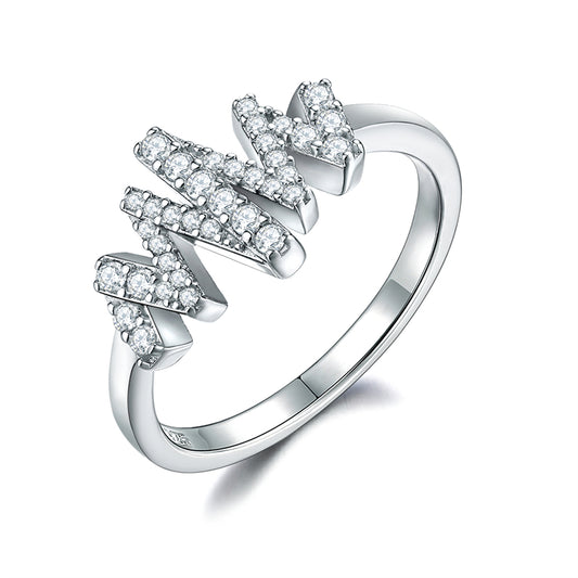 Pavé Zirconia 925 Silver Ring - Elegant Stackable Wedding Band for Women