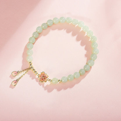 Peach Blossom Bracelet 925 Silver Floral Charm