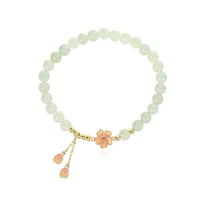 Peach Blossom Bracelet 925 Silver Floral Charm
