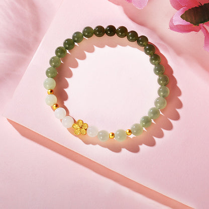 Peach Blossom Jade Bracelet 925 Silver Trendy Jewelry