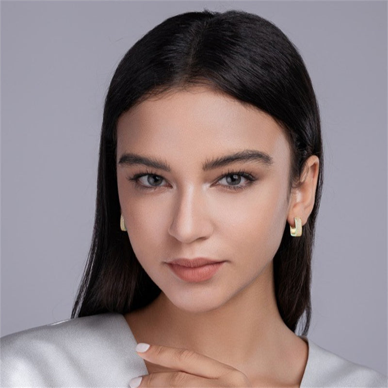 Polished 925 Silver Moissanite Geometric Earrings