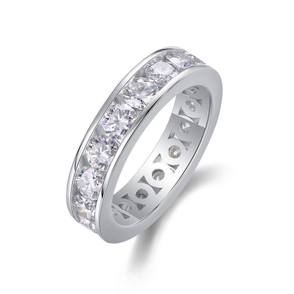 Polished Silver Ring with Round Moissanite Stone