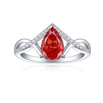 Premium S925 Sterling Silver 1.5ct Teardrop Ring - Icy Fire Princess Cut 6×9mm Zirconia Statement Jewelry (Sizes 5-10)