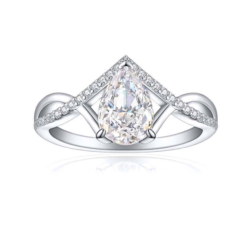 Premium S925 Sterling Silver 1.5ct Teardrop Ring - Icy Fire Princess Cut 6×9mm Zirconia Statement Jewelry (Sizes 5-10)