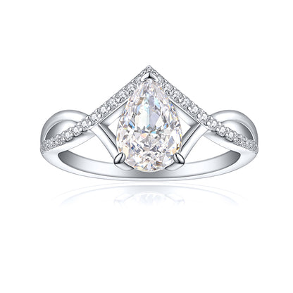 Premium S925 Sterling Silver 1.5ct Teardrop Ring - Icy Fire Princess Cut 6×9mm Zirconia Statement Jewelry (Sizes 5-10)