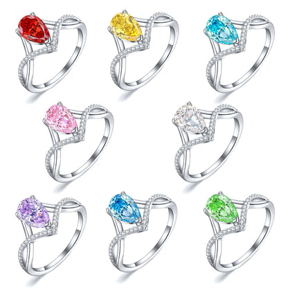 Premium S925 Sterling Silver 1.5ct Teardrop Ring - Icy Fire Princess Cut 6×9mm Zirconia Statement Jewelry (Sizes 5-10)