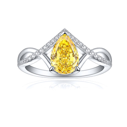 Premium S925 Sterling Silver 1.5ct Teardrop Ring - Icy Fire Princess Cut 6×9mm Zirconia Statement Jewelry (Sizes 5-10)