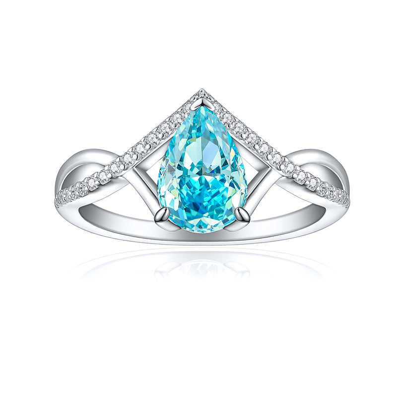 Premium S925 Sterling Silver 1.5ct Teardrop Ring - Icy Fire Princess Cut 6×9mm Zirconia Statement Jewelry (Sizes 5-10)