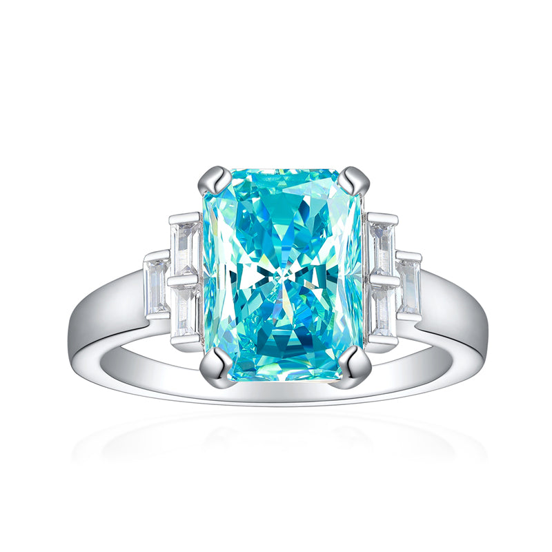 Premium S925 Sterling Silver 4ct Square Cut Ring - 8×11mm Flame Icy Princess Cut Zirconia Statement Jewelry
