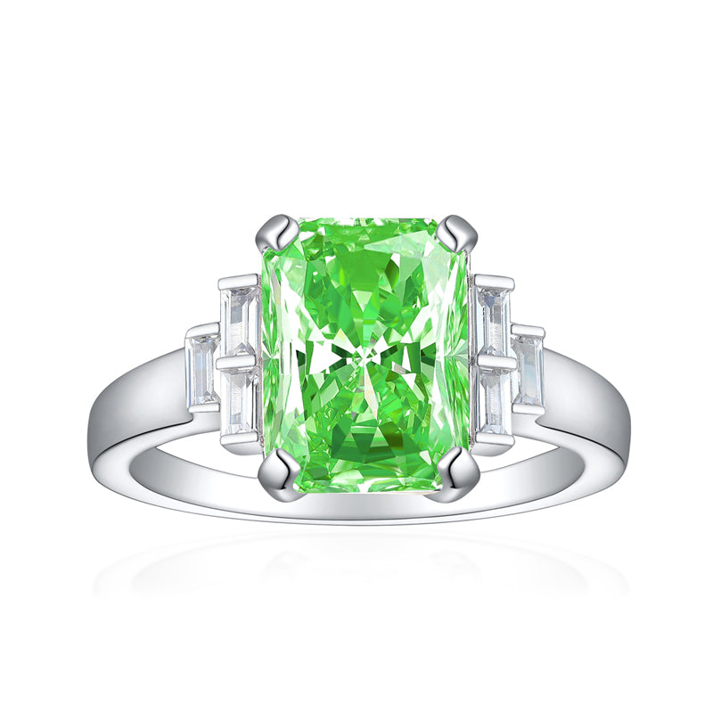 Premium S925 Sterling Silver 4ct Square Cut Ring - 8×11mm Flame Icy Princess Cut Zirconia Statement Jewelry