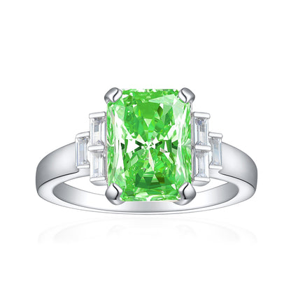 Premium S925 Sterling Silver 4ct Square Cut Ring - 8×11mm Flame Icy Princess Cut Zirconia Statement Jewelry