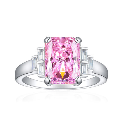 Premium S925 Sterling Silver 4ct Square Cut Ring - 8×11mm Flame Icy Princess Cut Zirconia Statement Jewelry