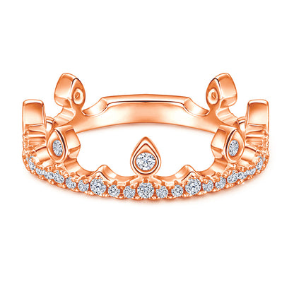 Princess Crown 925 Silver Ring - Elegant Zirconia-Encrusted Band for Women