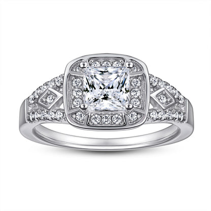 Princess Cut Square Zircon Wedding Ring - 925 Sterling Silver Minimalist Bridal Band for Women