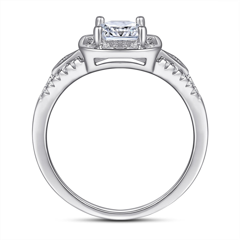 Princess Cut Square Zircon Wedding Ring - 925 Sterling Silver Minimalist Bridal Band for Women