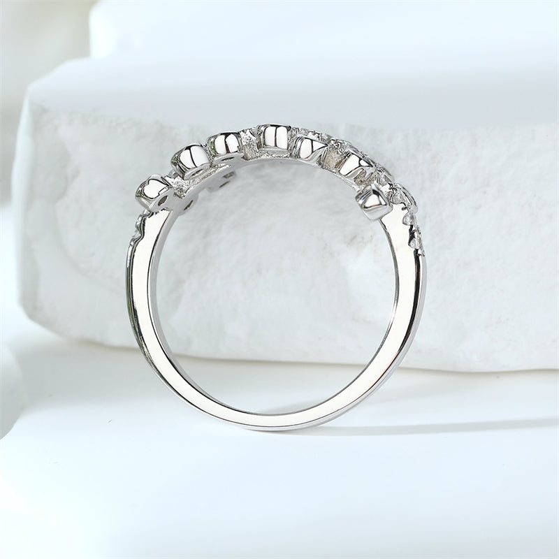 Princess Crown 925 Silver Ring - Unique Geometric Pavé Zirconia Band