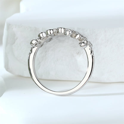 Princess Crown 925 Silver Ring - Unique Geometric Pavé Zirconia Band