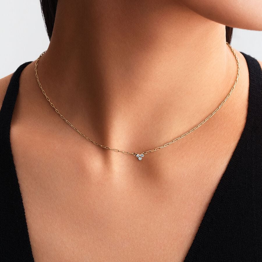 14k Gold LabGrown Diamond Cluster Necklace