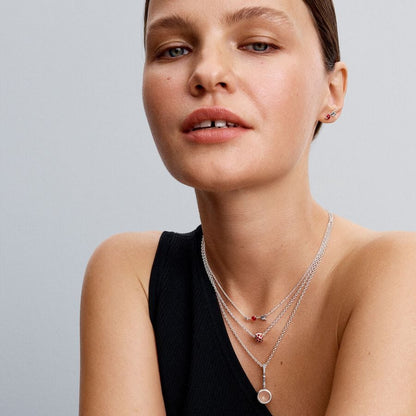 Arrow & Murano Glass Heart Necklace - Sterling Silver with Cubic Zirconia