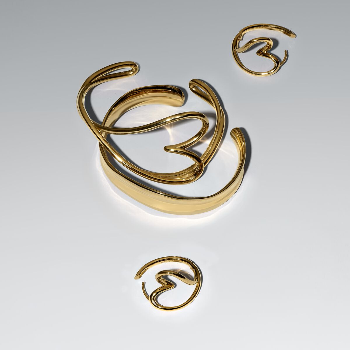 Fluid Shape Heart Hoop Set