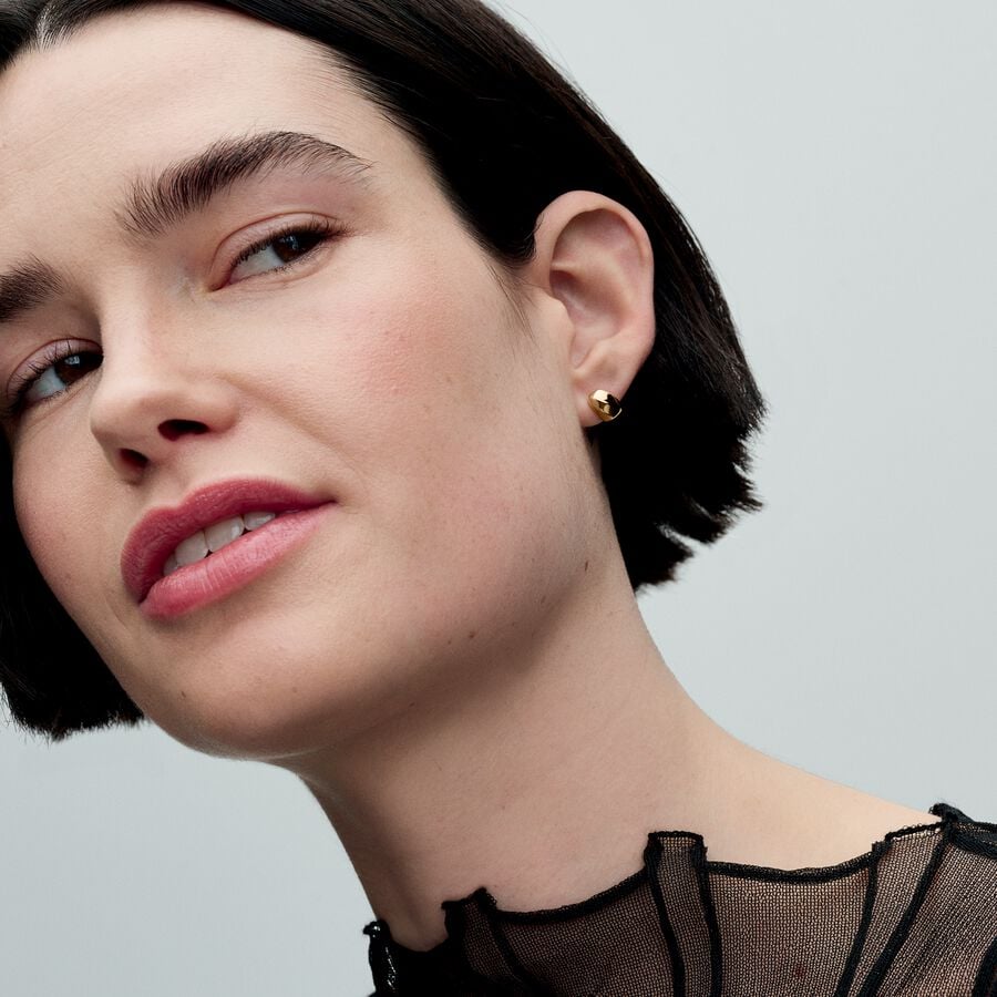 14K Gold Curved Stud Earrings