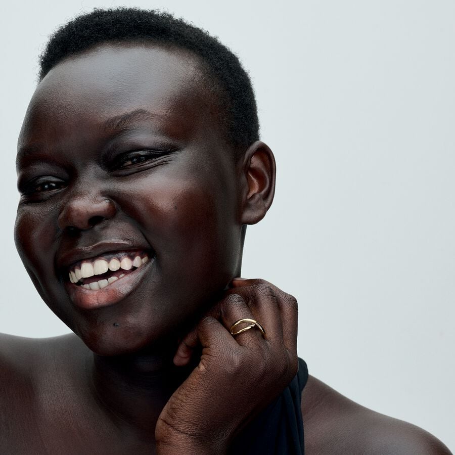 14k Gold Plated Infinity Ring Wavy Architectural