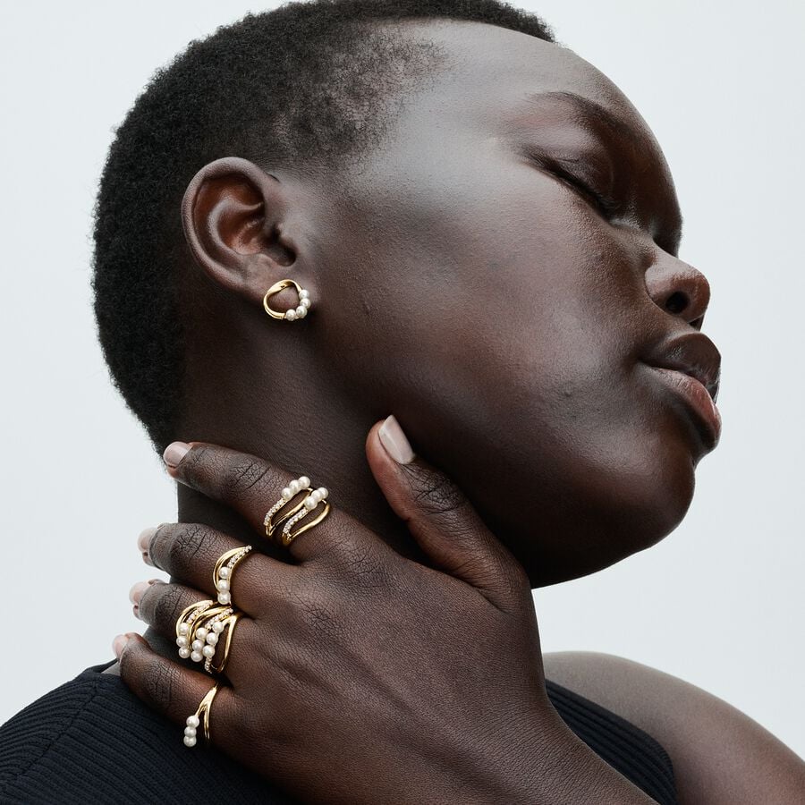 14K Gold Plated Pearl Statement Ring