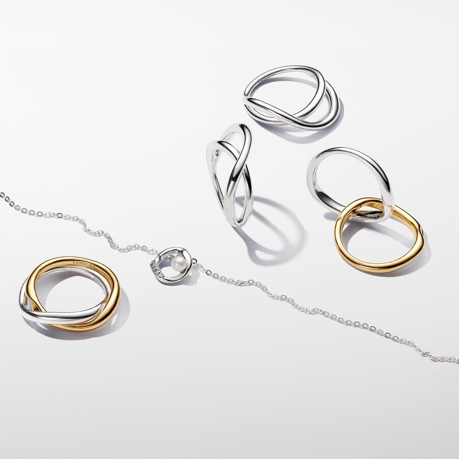 Organically Shaped Infinity Ring Sterling Silver Wave Design