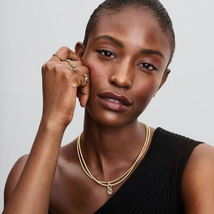 Two-Tone Sparkling Heart Double Dangle Charm