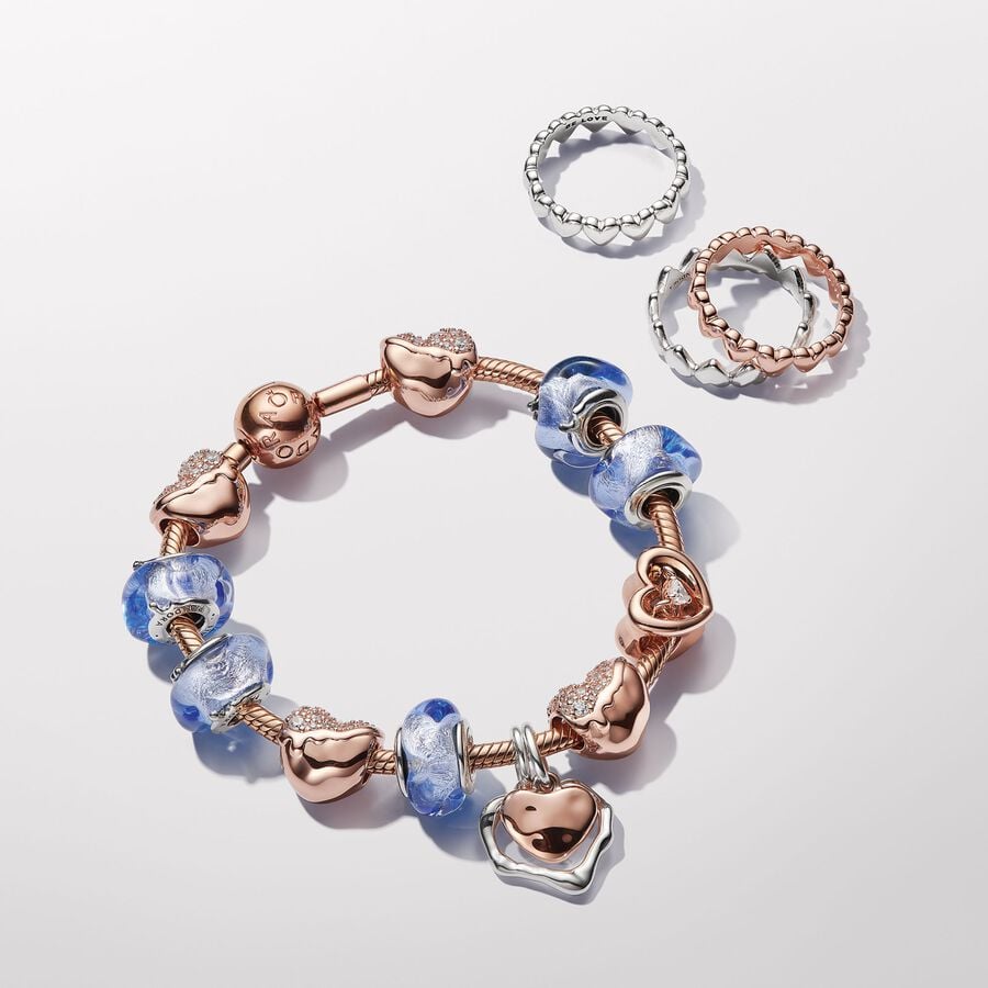 Delicate Heart Chain Silver Ring