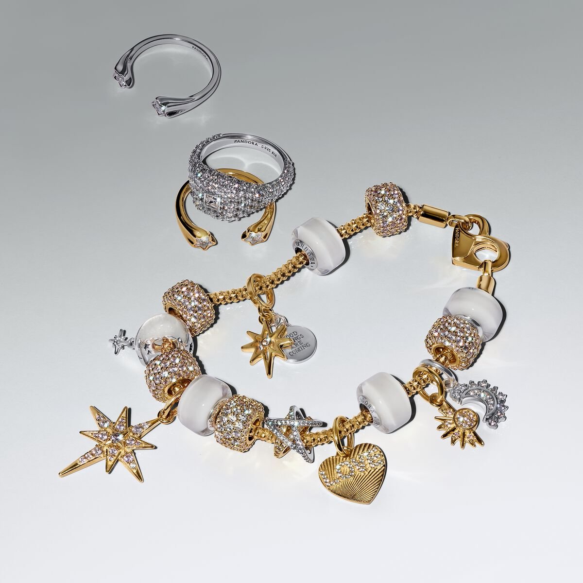 Gold Shooting Stars Stackable Ring