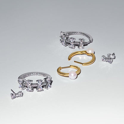 Sparkling Bow Stud Earrings