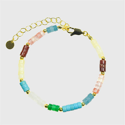 Rainbow Geometric Natural Stone Bracelet - Handmade Fresh Sweet Women's Bohemian Jewelry with Natural Color Spectrum