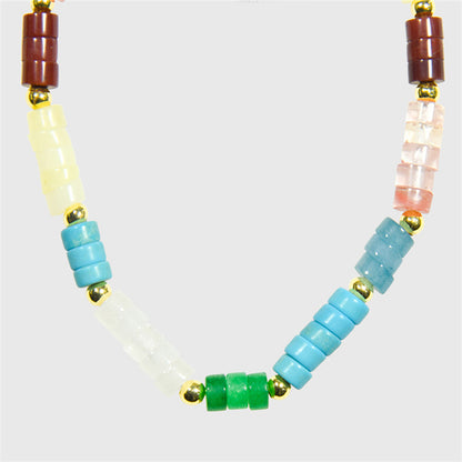 Rainbow Geometric Natural Stone Bracelet - Handmade Fresh Sweet Women's Bohemian Jewelry with Natural Color Spectrum