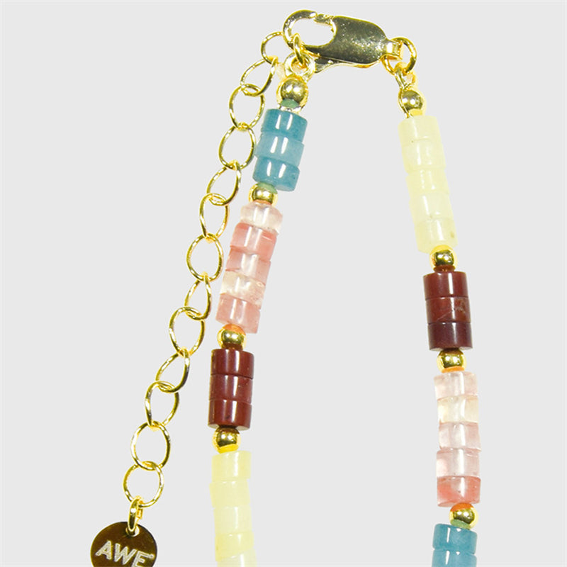 Rainbow Geometric Natural Stone Bracelet - Handmade Fresh Sweet Women's Bohemian Jewelry with Natural Color Spectrum