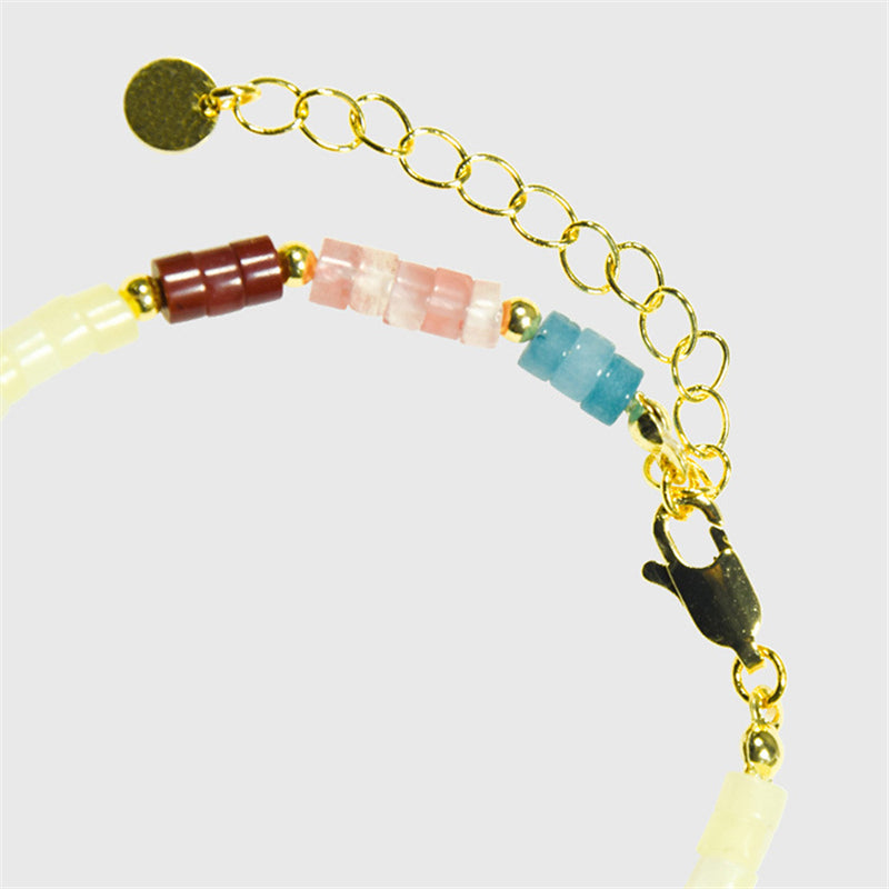 Rainbow Geometric Natural Stone Bracelet - Handmade Fresh Sweet Women's Bohemian Jewelry with Natural Color Spectrum