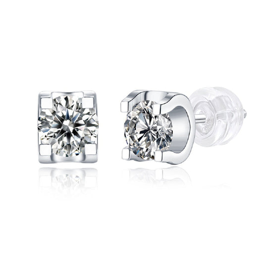 Rectangle Geometric Stud Earrings in 925 Silver